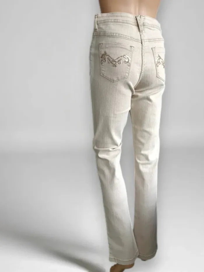Jean beige créme Burton,coupe straight ,taille haute,stretch,ajusté - photo numéro 4