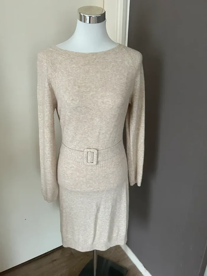 Morgan robe pull beige, crème femme, taille M/38