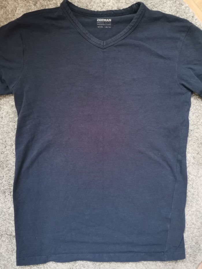 Tee shirt kaki et bleu col v 10 ans - photo numéro 2