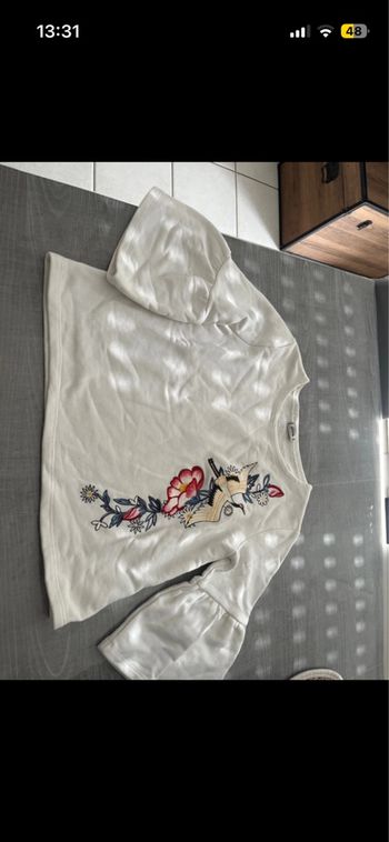 Pull blanc manches mi longues pimkie