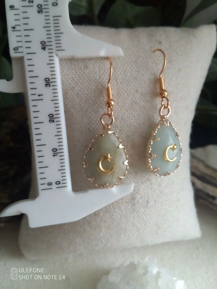 Boucles d'oreilles pierres amazonite naturelles - photo numéro 3