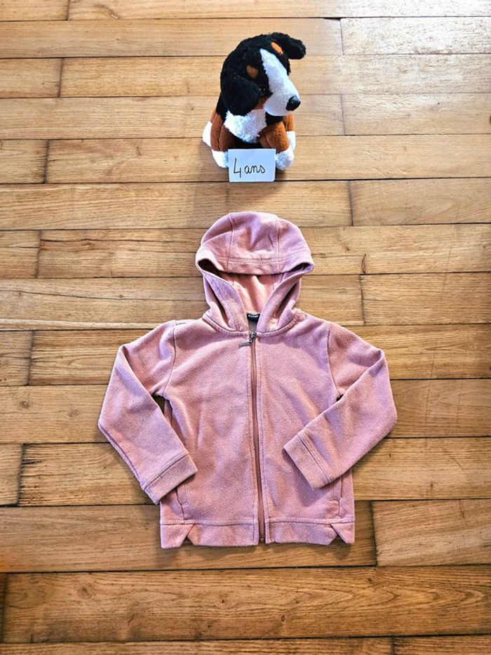 Veste à zip fermeture éclair et capuche sweat-shirt rose fille 4 ans