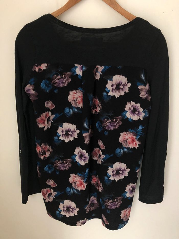 T-shirt noir à manches longues imprimé fleuri Banana Moon - photo numéro 2