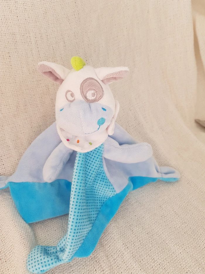 Doudou plat vache bleue Mots d enfants - photo numéro 2