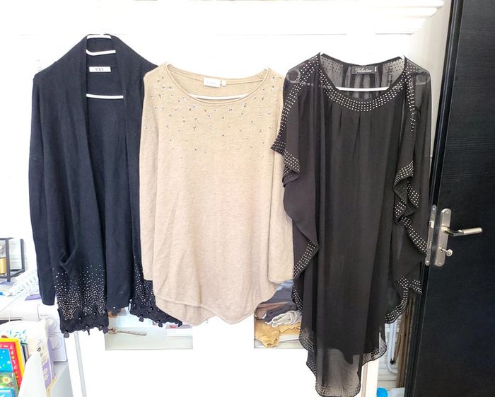 Lot 2 ponchos et un gilet festifs strass L/XL - photo numéro 4