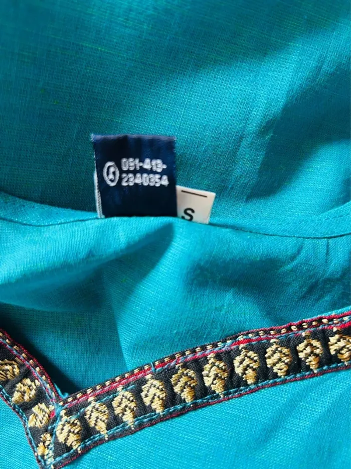 🩵🦋Blouse artisanale T.36 indienne bohème chic ethnique Bohemian Pondicherry cotton blouse🦋🩵 - photo numéro 12