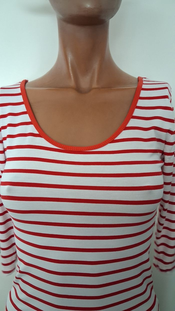 Top marinière rouge blanc Made in Italy manches 3/4 - photo numéro 8