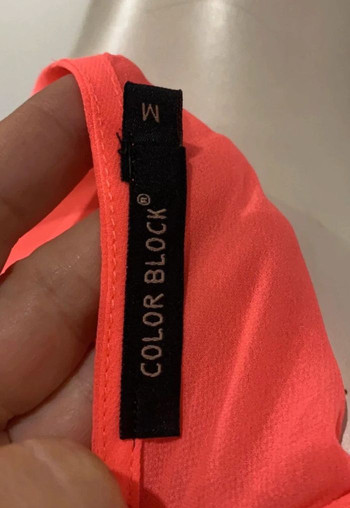 Joli haut fluo effet transparent Color Block taille 38 - photo numéro 6