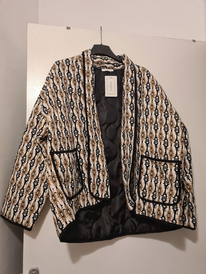 Veste matelassé camel et noir