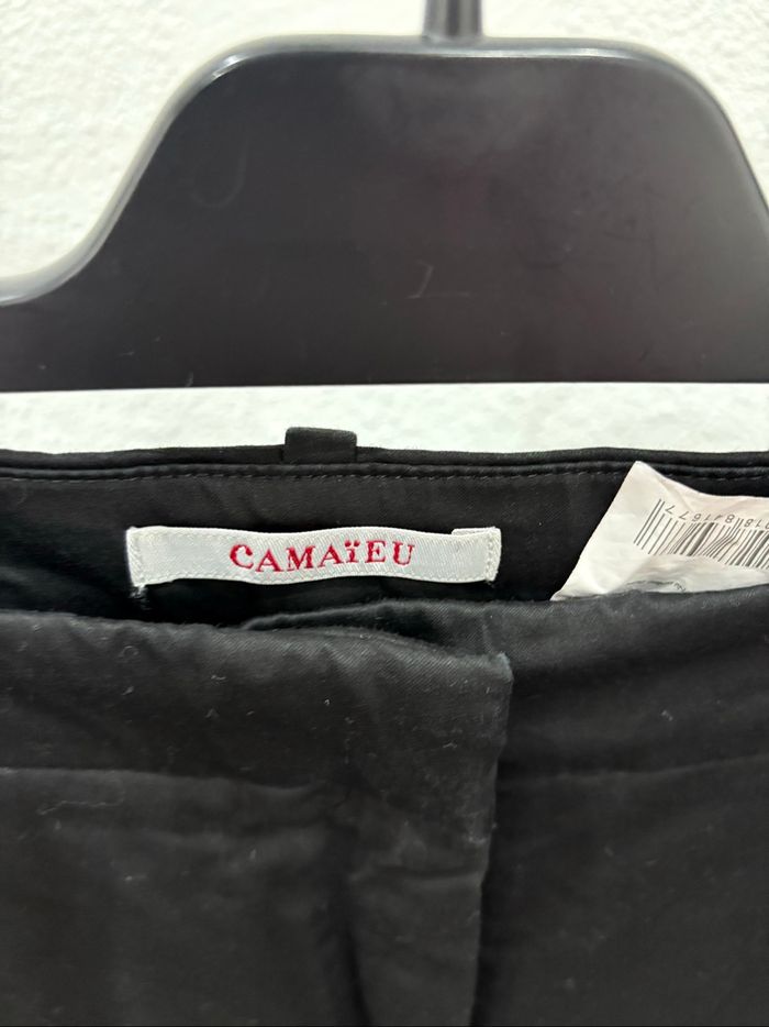 Pantalon noir Camaïeu en coton coupe droite - Taille 42 - photo numéro 4