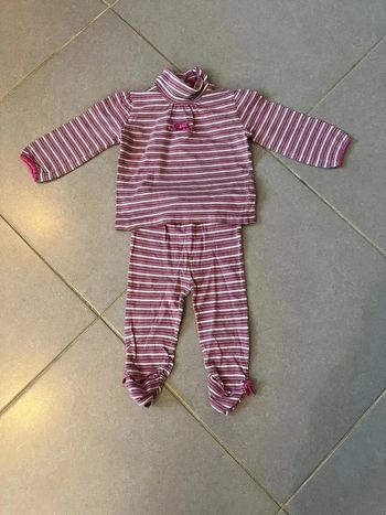 Ensemble (T-shirt col montant & legging)- Gémo - Rose, violet, gris & blanc - 12 mois