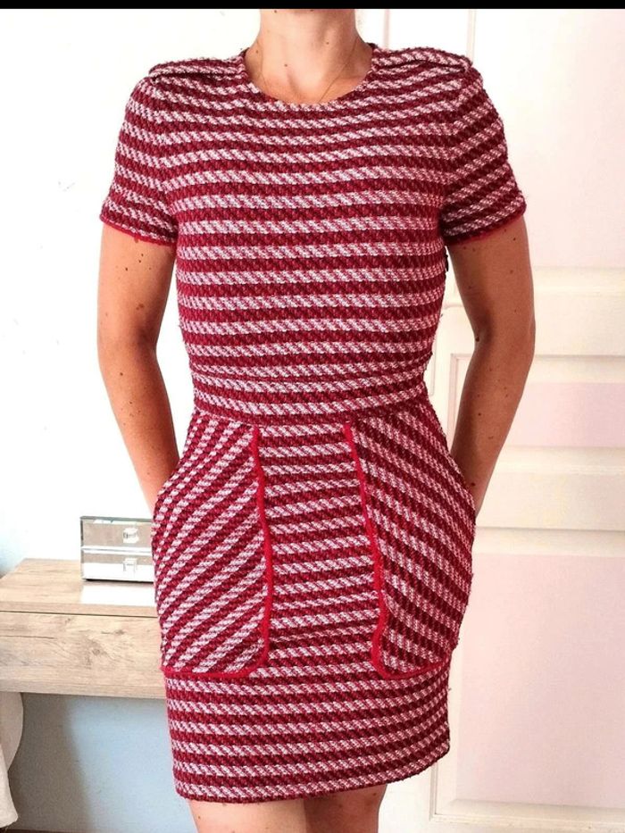 Robe tweed rouge noire Maje 34 Parfait état - photo numéro 3