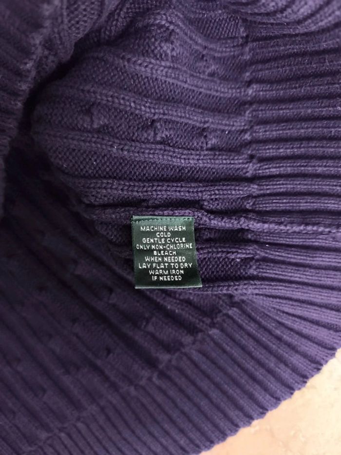 Pull torsadé femme Lauren Ralph Lauren bleu marine avec logo rouge brodé taille XL - photo numéro 12