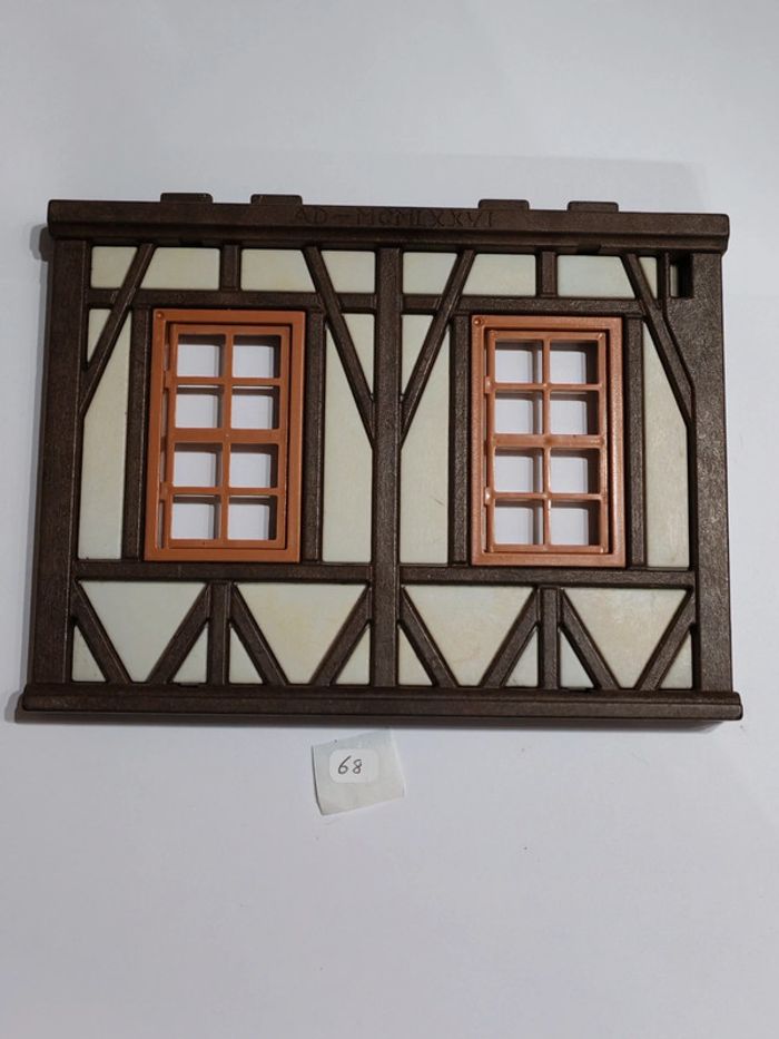 Playmobil vintage façade colombage 2 fenêtres thème médiéval