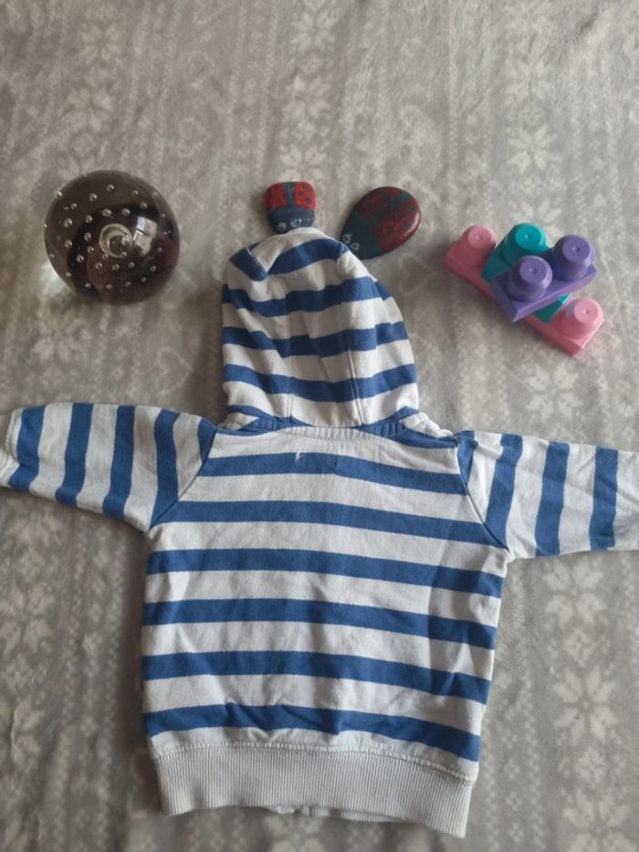 Veste avec capuche rayé bleu et blanc - photo numéro 2