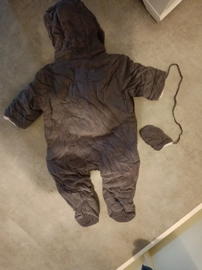 Combinaison hiver velours gris Jacadis 6 mois - photo numéro 3
