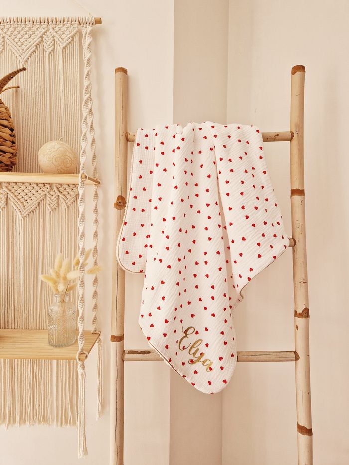 Couverture double gaze et fourrure pour bébé - photo numéro 3