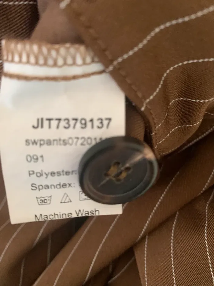 Pantalon SHEIN taille L jambe large rayé marron - photo numéro 9