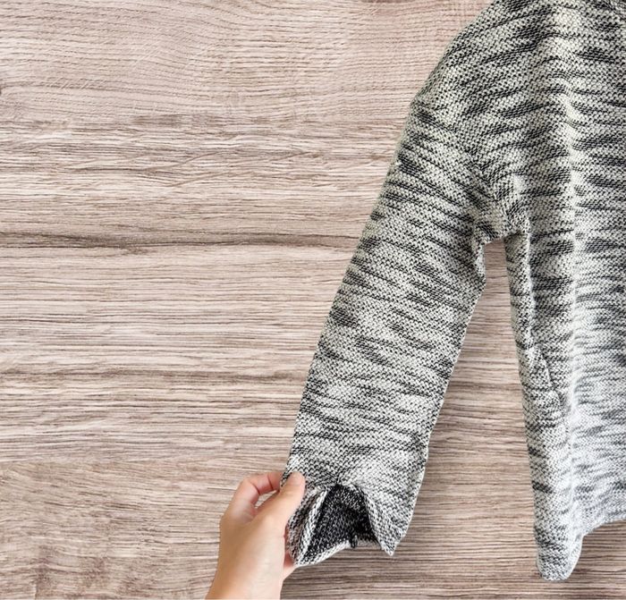 Pull col rond manches 3/4 gris noir bonobo taille 36 S - photo numéro 2