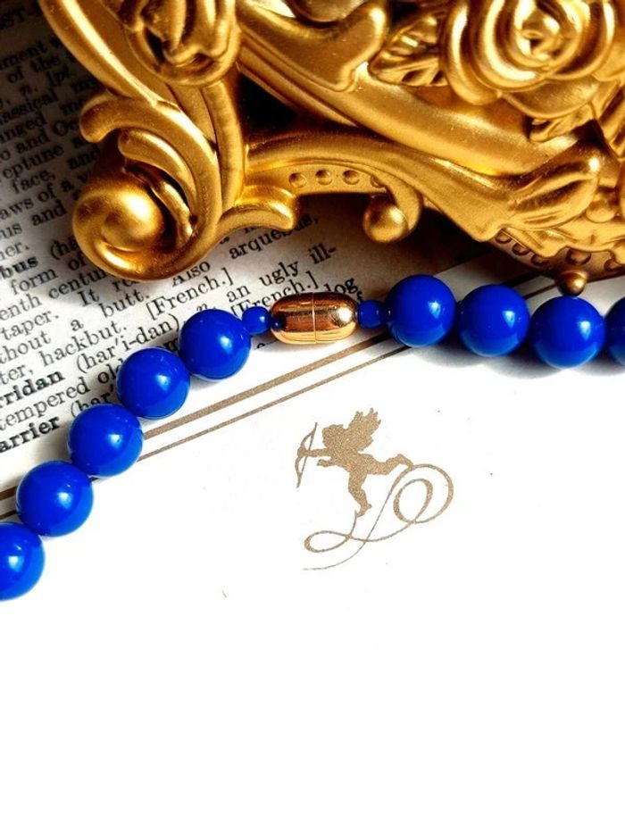 Collier Avon vintage 1987 blue bead Lucite - photo numéro 3