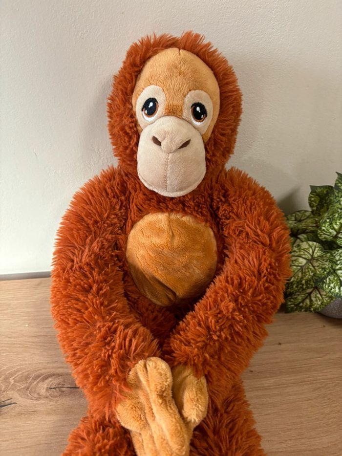 Doudou peluche grand singe roux marron keeleco 50 cm - photo numéro 2