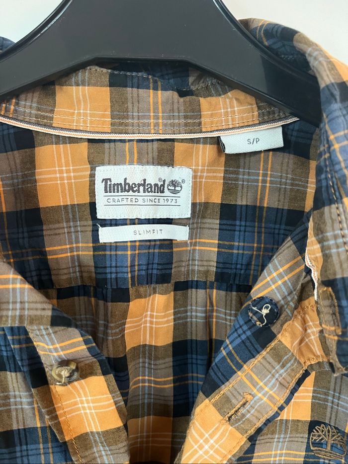 Chemise Timberland à carreaux bleu jaune - photo numéro 2