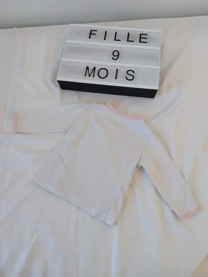 Tee-shirt manche longue fille 9 mois - photo numéro 2