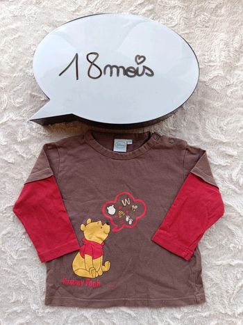 Tee shirt chemise manches longues Garçon 18 mois Winnie l'ourson Disney 100% coton