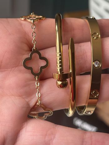 Lot de bracelet en acier, inoxydable de couleur dorée