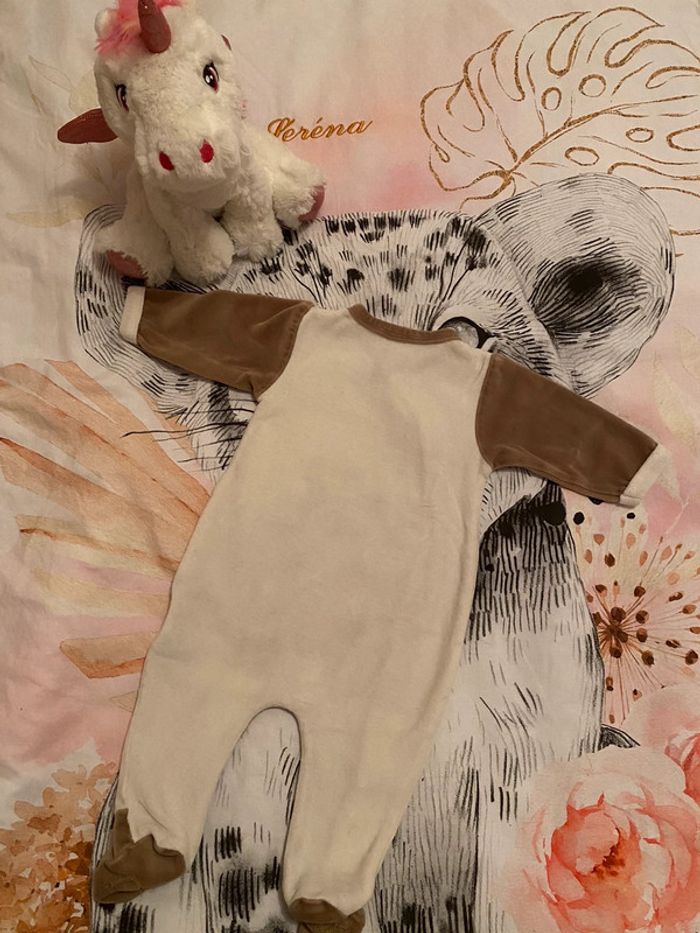 Pyjama velours, taille 3 mois, marque Kimbaloo. - photo numéro 3