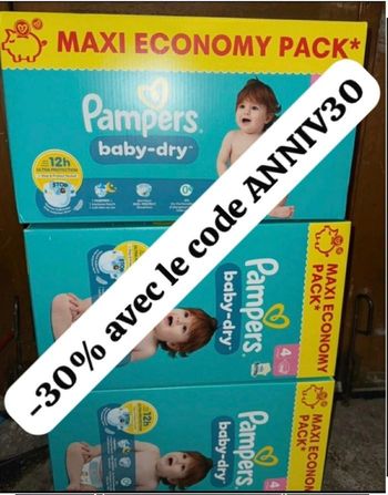 Trios carton  de couches pampers taille 4 normale 