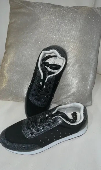 Baskets noires pailletées et brillantes - Taille 38 Neuves