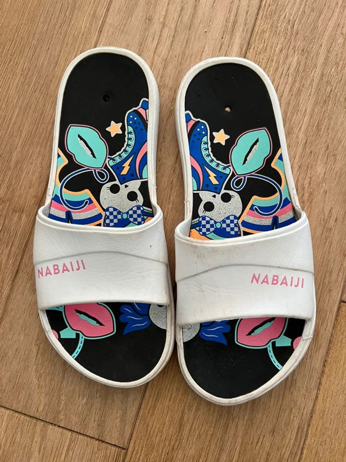 Claquette/ sandale piscine enfant 35/36 blanc bon état nabaiji décathlon