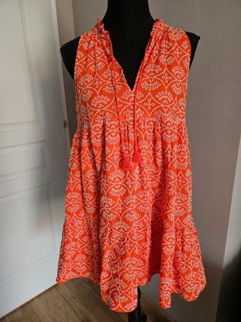 Robe Arielle écru fond corail Sézane