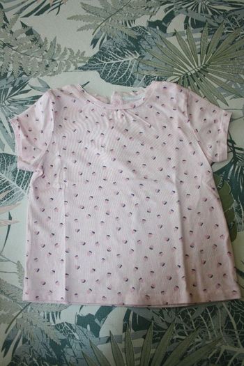 Tee shirt rose pale motif fleurs de Tex en 18 mois