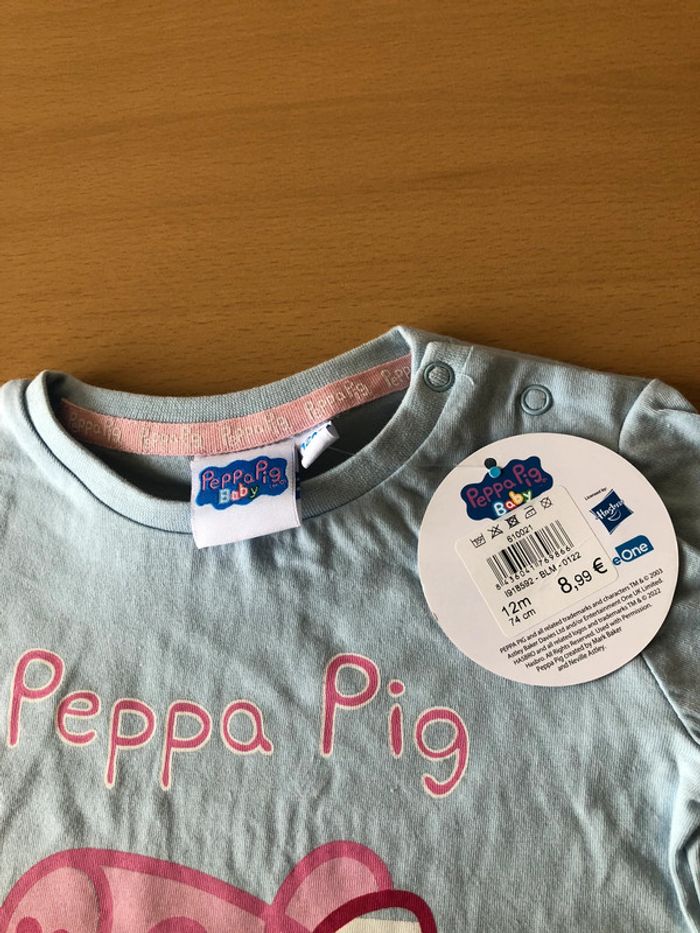 tee shirt fille manches courtes en coton peppa pig 74 cm 12 mois - photo numéro 2