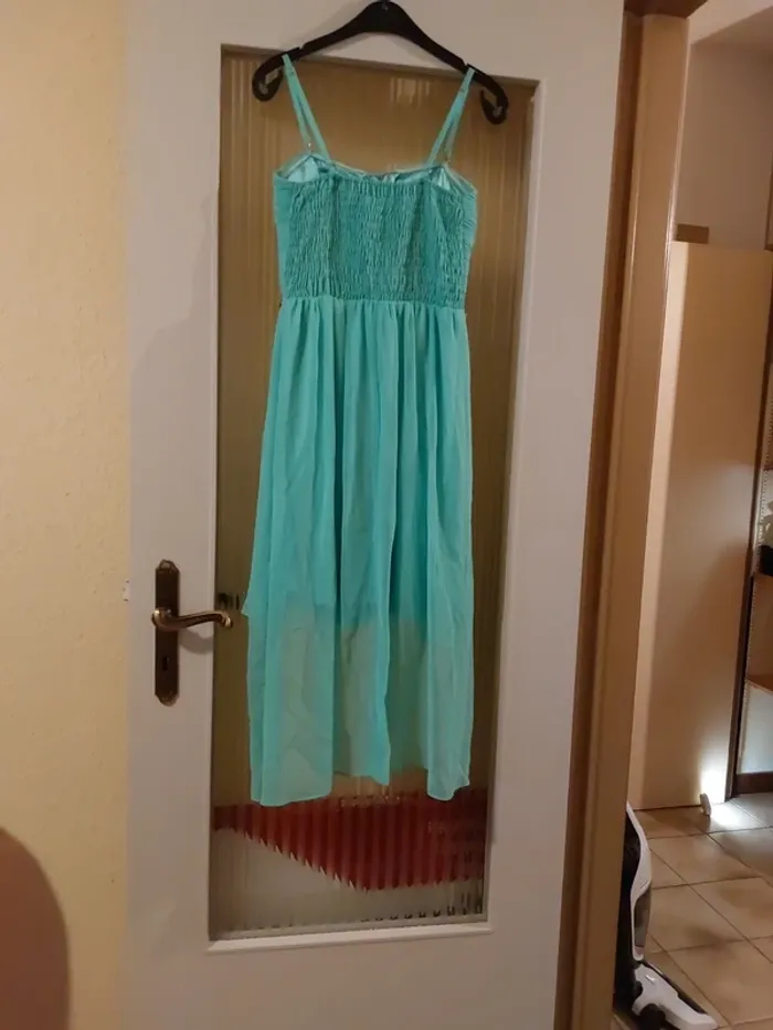 Robe d'évènement couleur menthe, bretelles détachables - photo numéro 2
