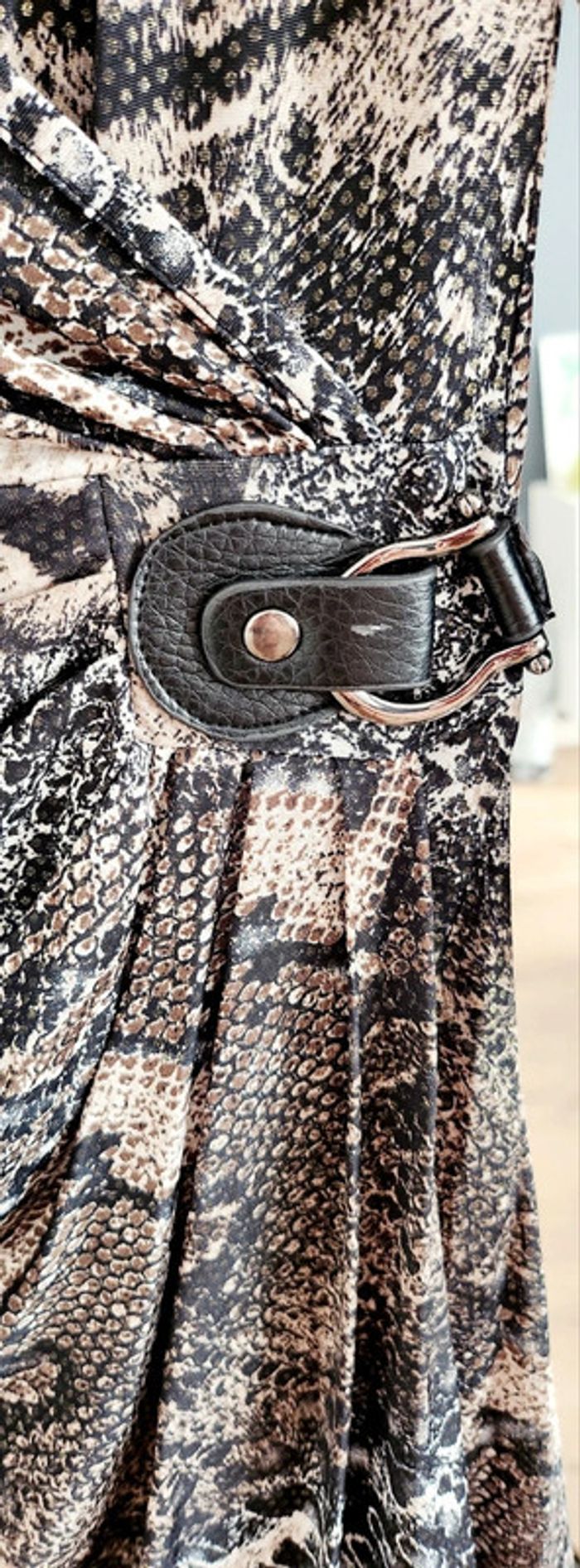 Robe cache-coeur manches 3/4 serpent marron noir beige taille M Morgan - photo numéro 4