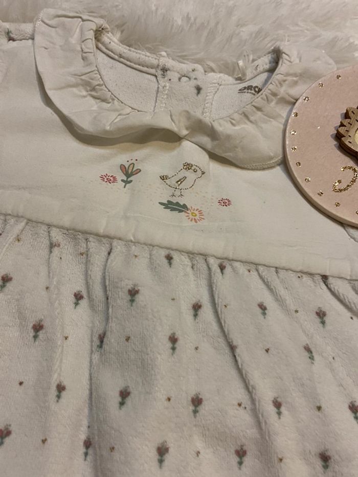 Pyjama fille fleuri col velours - photo numéro 3