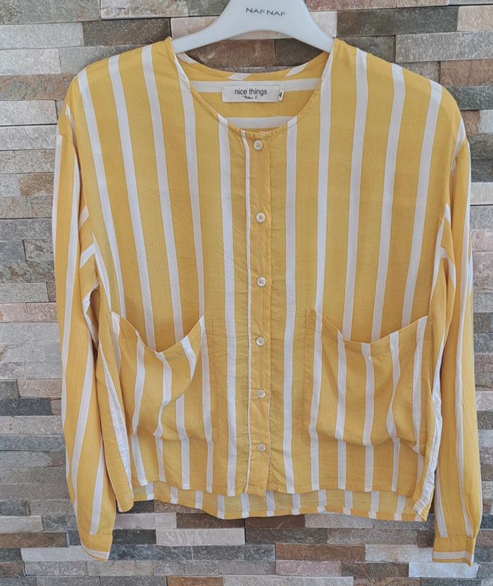 Blouse rayé jaune et blanche Nice Things en taille 34