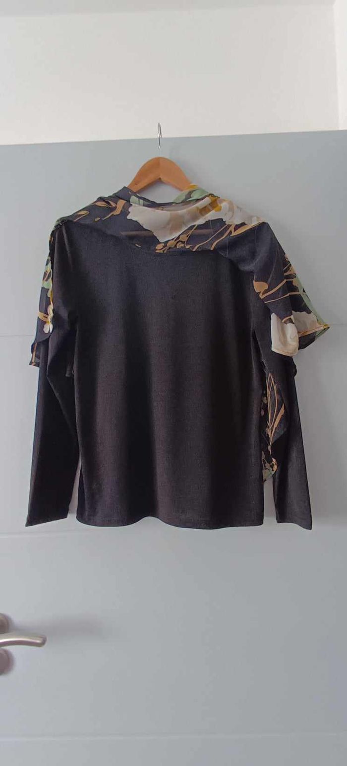 Blouse avec voile fleuri manches longues avec collier intégré taille 3 - photo numéro 2