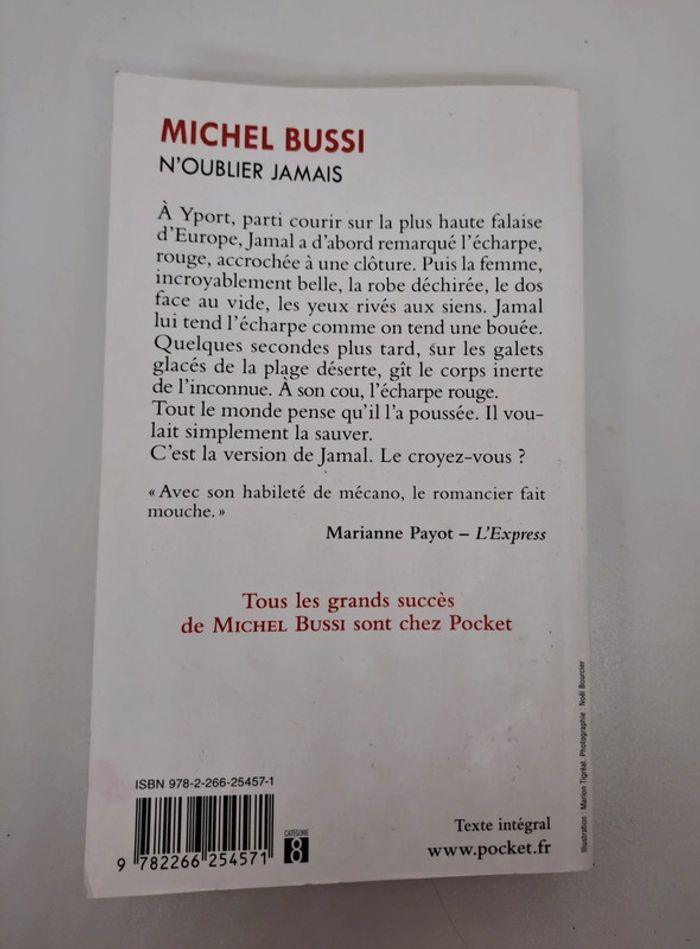 "N'oublier jamais", de Michel Bussi.
Pocket.
544 pages. 
ISBN : 978.2.266.25457.1 - photo numéro 2