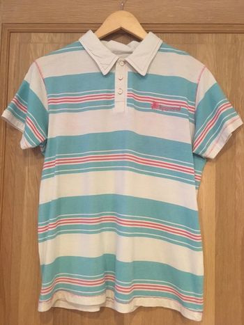 Polo manches courtes homme Kaporal bleu blanc rose à rayures