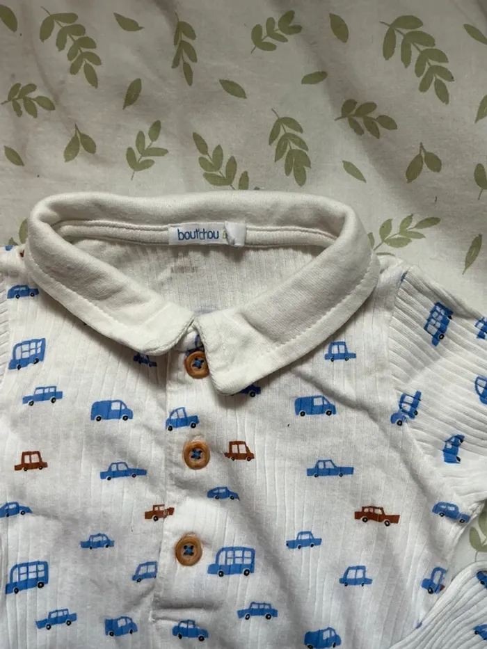body polo manches longues blanc motifs voitures 12 mois bout'chou - photo numéro 5