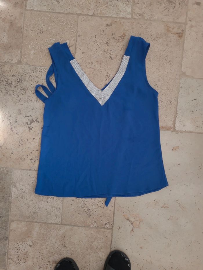 Top Morgan bleu strass T 38