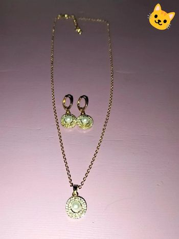 Parure perle blanche et strass