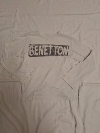 T-shirt blanc manches longues Benetton