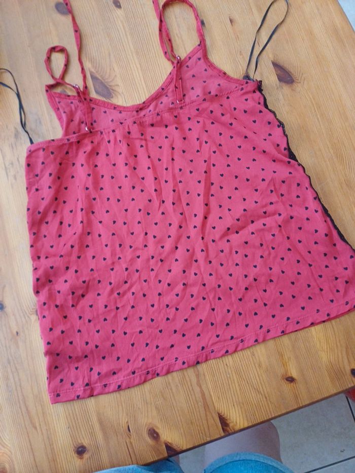 Pyjama rouge à cœurs noirs et dentelle 38/40 - photo numéro 6