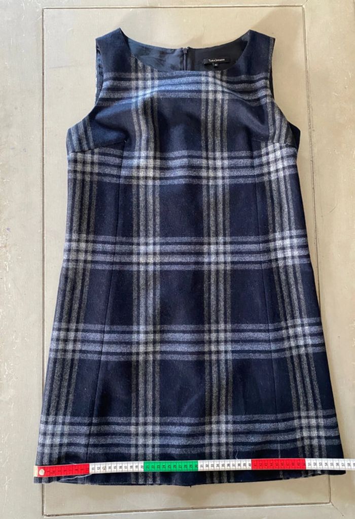 Robe Tara Jarmon marine et grise à carreaux taille 42 - photo numéro 12