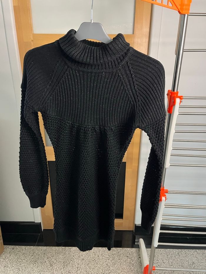 Robe pull col roulé noir